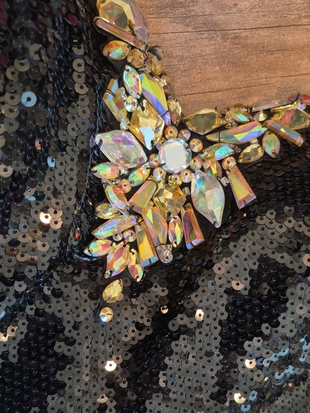 Vtg Sequin Rhinestone Strapless Fully Lined Sweetheart Neckline Mini Dress, 2 - Picture 4 of 15